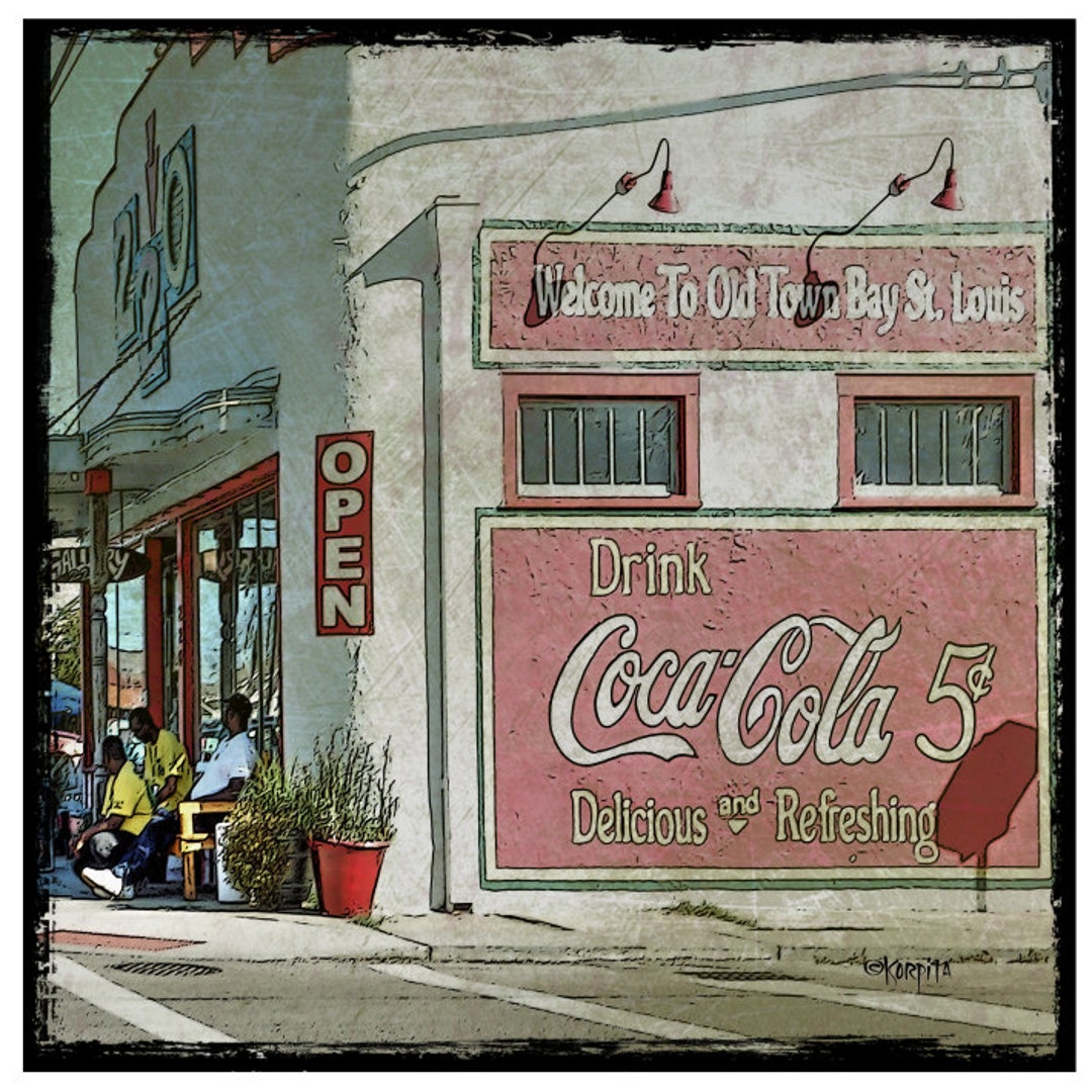 Coke Sign Building, Bay St. Louis MS, Old Building Mural, MS