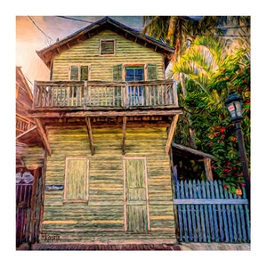 Key West Art, Key West Print, Key West Cafe, Blue Heaven Restaurant, Key West, Tropical Decor, Old Building, Key West Restaurant, KORPITA