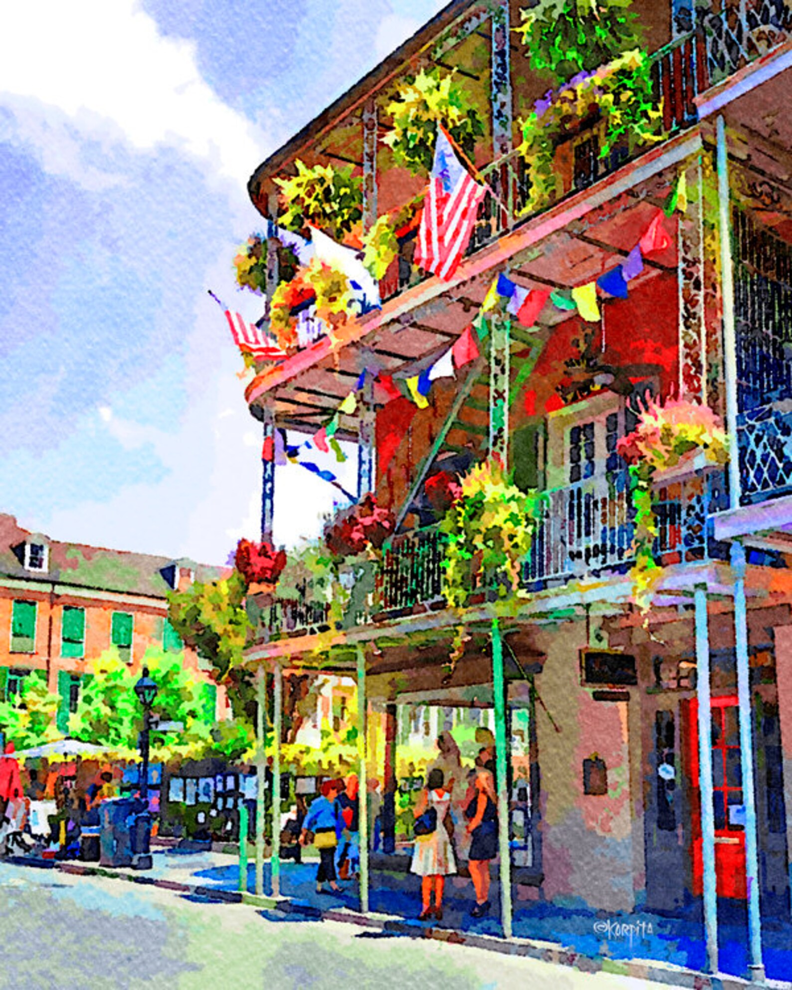 French Quarter Art New Orleans Art French Quarter Scene Etsy