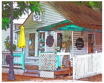 Key West Restaurant, Key West Art, Key West Print, Six Toed Cat Cafe, Old Key West Cafe, Old Florida Art, KORPITA