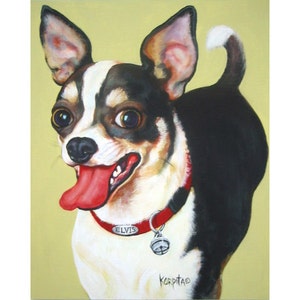 Black White Chihuahua, Smiling Chihuahua, Dog Art, Chihuahua Painting, Chihuahua Portrait, Pet Portrait, Chiwawa Art, KORPITA