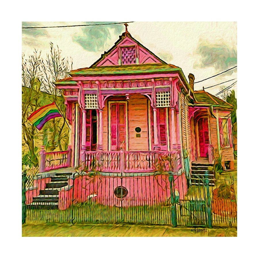 New Orleans Houses, Pink House Art, Gay Pride, Funky Houses Art