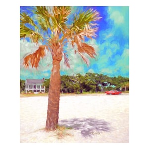 Coastal Art, Gulf Coast, Beach Art, Palm Tree Print, 55 Chevy Art, Classic Car Print, Cruising the Coast, Old Car Art, Beach Print, Korpita