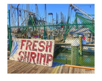 Shrimp Boat, Boat Dock, Old Sign, Coastal Art, Pass Christian MS, Nautical Art, Boat Harbor, Shrimp Sign, Mississippi Artist, Korpita