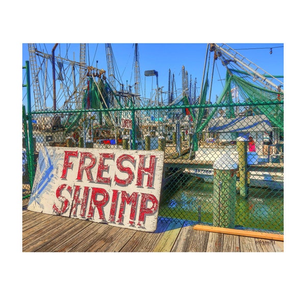 Shrimp Boat, Boat Dock, Old Sign, Coastal Art, Pass Christian MS, Nautical Art, Boat Harbor, Shrimp Sign, Mississippi Artist, Korpita