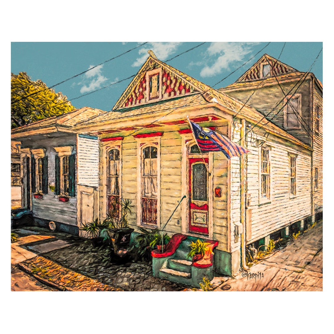 HOUSE PORTRAIT, New Orleans Art, Shotgun House Art, Colorful