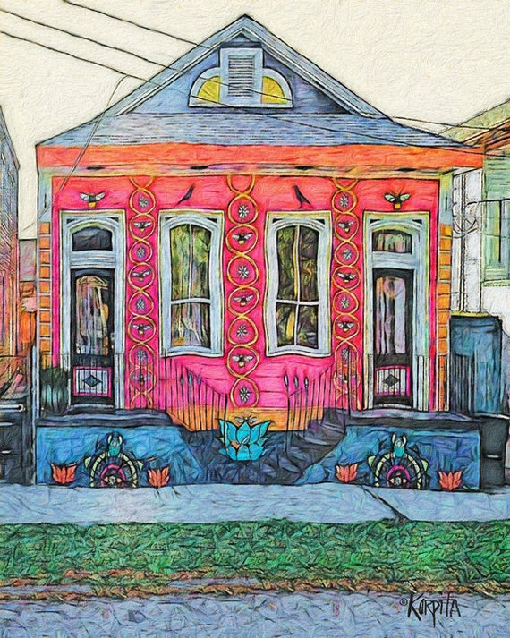 New Orleans Art, Folk Art House, New Orleans House, Funky House