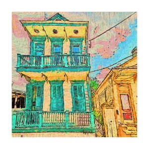 New Orleans Art, New Orleans Houses, Nola art, Shotgun houses, tiny house, New Orleans Decor, Parisian, French Art, Impressionistic, KORPITA