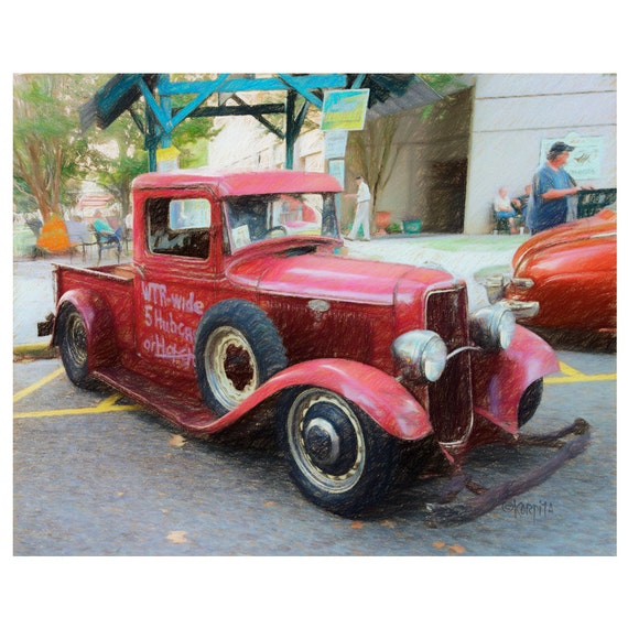 Classic 34 Ford Pickup Old Thirties Truck Cruising The Coast 8x10 11x14 16x20 Giclee Print Will Trade Korpita