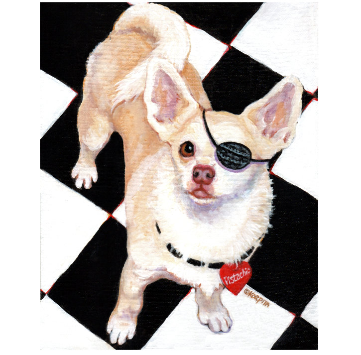 Chihuahua Print, White Chihuhua Art, Chihuahua Portrait, One Eyed Chihuahua, Pet Portrait, Chiwawa, KORPITA