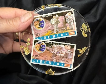 Astronauts in stamps coasters