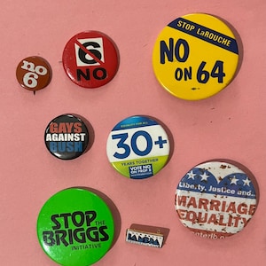 Protest buttons—#1– Briggs, marriage equality etc