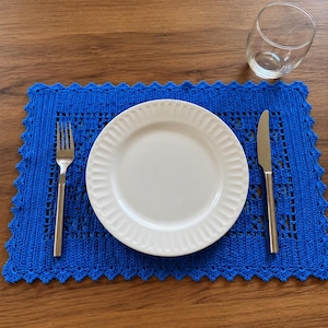 Rectangular Crochet Placemat Pattern, Lace Table Mat and Napkin Ring PDF Set