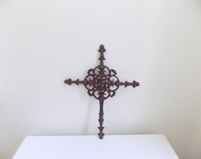 Solid Cast Iron Wall Hanging Cross Crucifix Vintage Metal Etsy