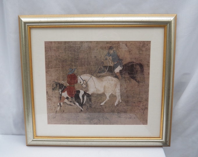 TRIBUTE HORSES Print From Unknown Chinese Artist Yuan Dynasty 12601368