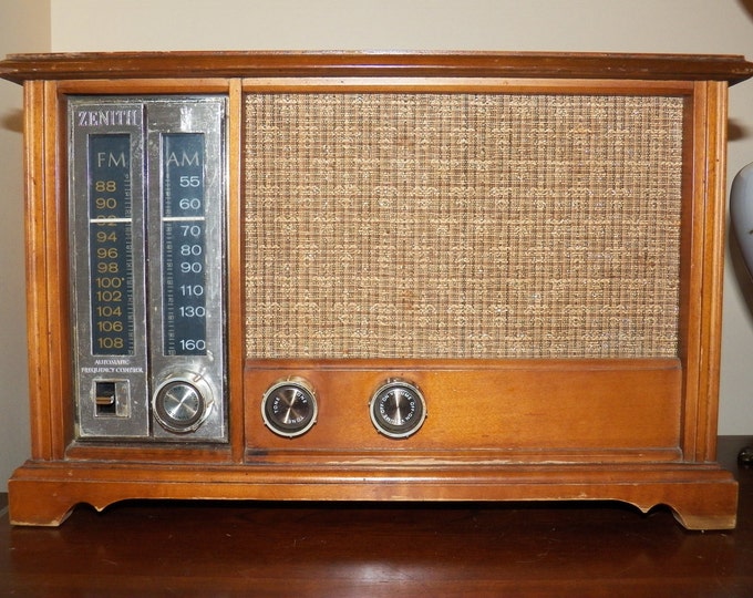Antique Zenith Tube AM FM Radio X334 Maple Cabinet Beautiful Working ...