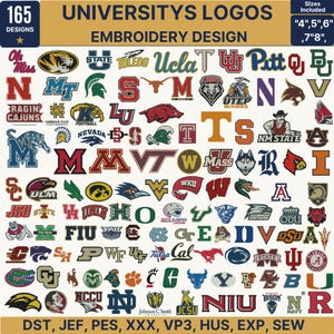 160+ universitetslogotyper, broderidesigner, universitetslogotyper, broderi, anpassad logotyp, trendiga designfiler, 5+ storlekar, direkt nedladdning