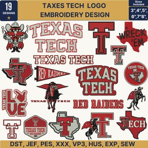 Texas Tech Red Raiders University Machine Embroidery Design Texas State Family Design Aggie Spirit Custom Design College Trendy File 5+Size
