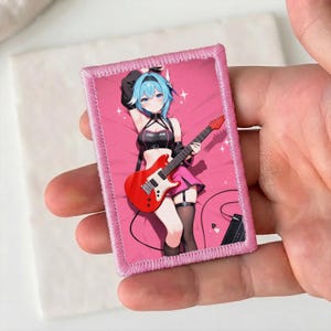 Parche de guitarra Pink Waifu / Parche Rock’n Roll Never Dies / Para planchar / Para coser / Con velcro