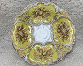 Antique 1800s Meissen hand painted yellow and gold Rococo centerpiece bowl 8 quot 19th century porcelain
