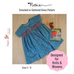 Rosie Knit or Woven, Smocked or Gathered Girl&#39;s Dress Sewing Pattern