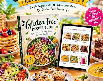 Libro de cocina sin gluten en PDF / Recetas fáciles sin gluten / Ideas de comidas saludables / Desayuno, almuerzo, cena y postre / Libro de recetas digital