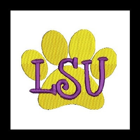 LSU Paw Print LSU Embroidery Design 23 Instant Download | Etsy