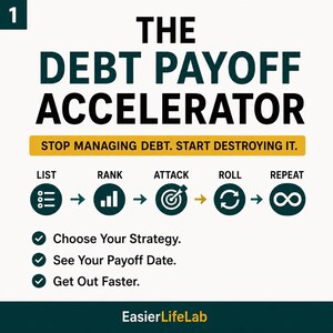 Debt Payoff Accelerator | Snowball & Avalanche Planner | Excel Calculator | Balanced Attack | Printable Workbook
