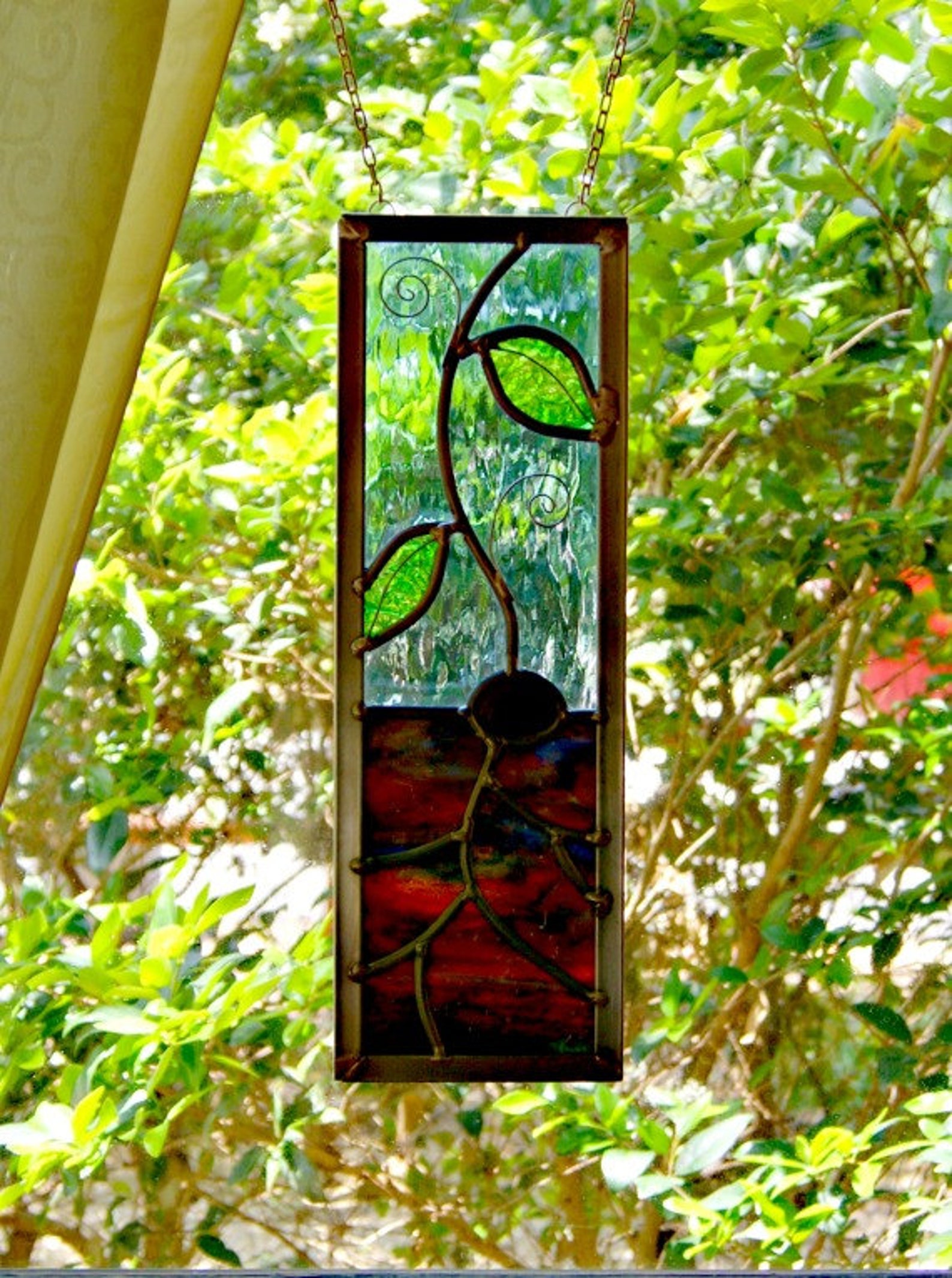 Stained Glass Earth Element Stained Glass Plant Scene Nature | Etsy