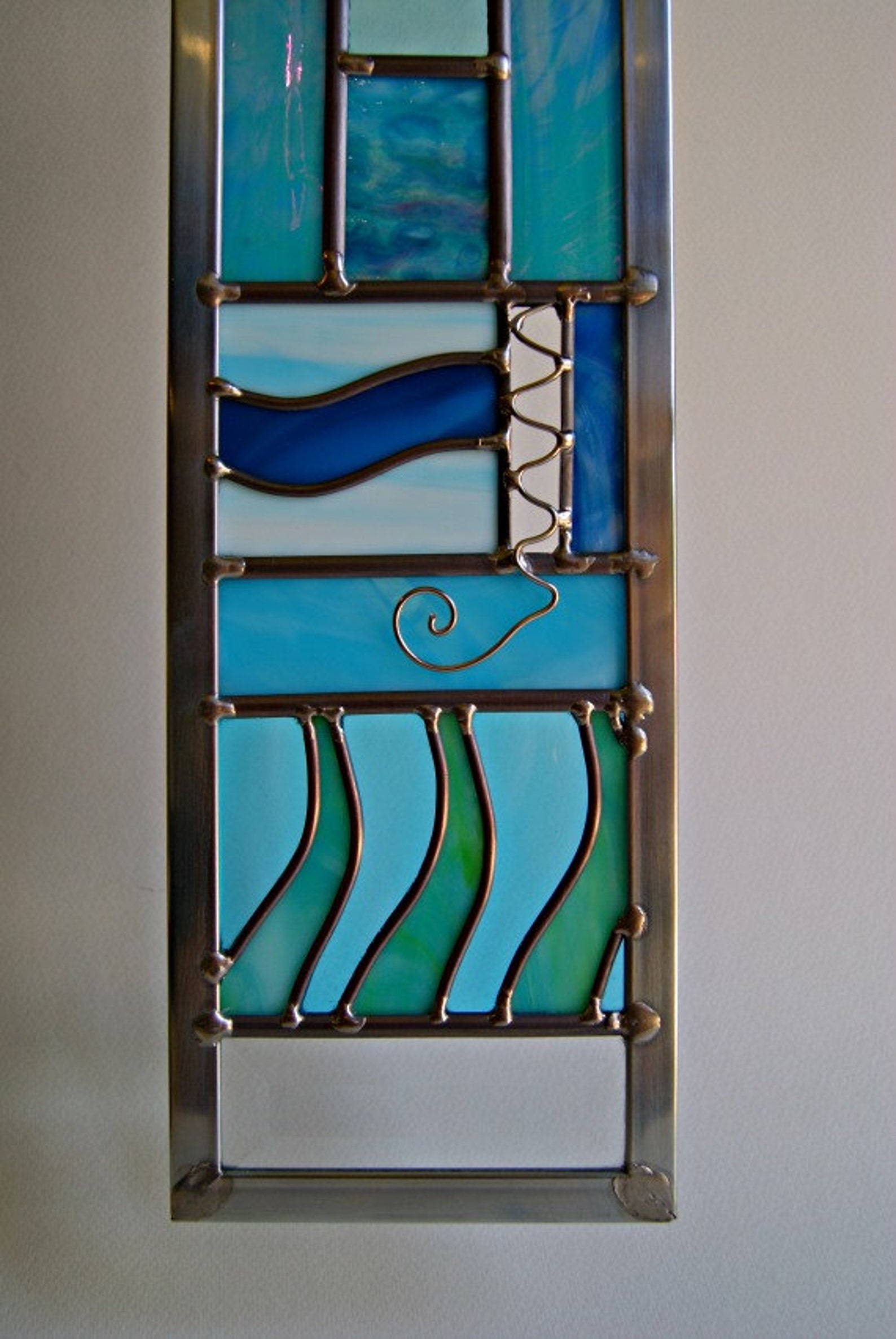 Stained Glass Water Element Stained Glass River Scene Nature Etsy