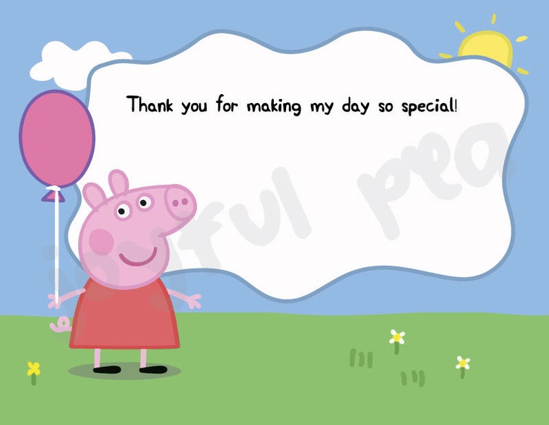 Peppa Pig Thank You Card - Etsy