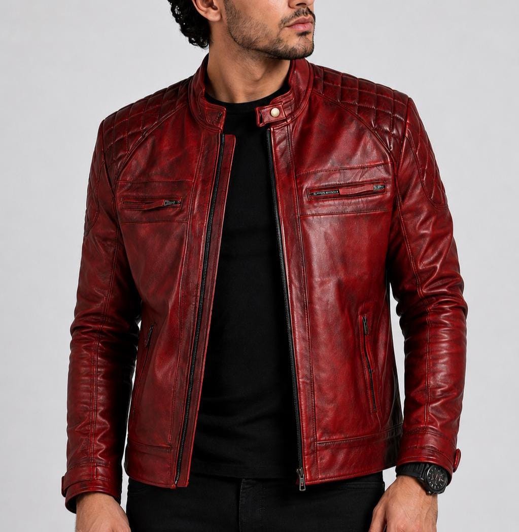 Vintage Leather Jacket Burgundy - Etsy