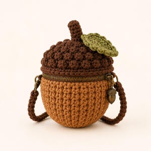 Acorn Crochet Purse Pattern, Zippered Crossbody Bag PDF, Autumn Crochet Pattern