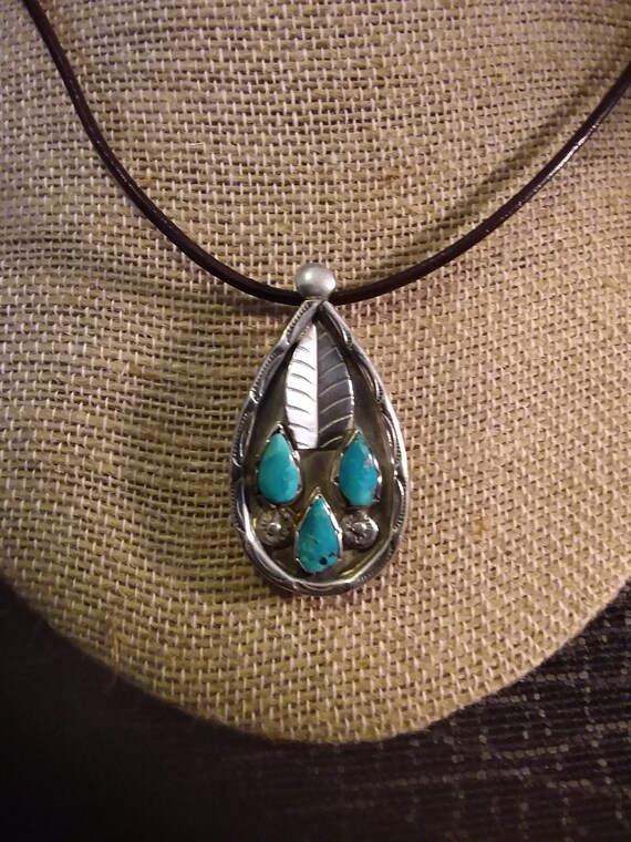Turquoise Sterling Silver Pendant Native American 1 3 4 - Silver Turquoise Pendant Brooch
