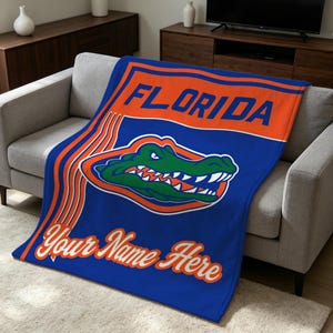 Florida Gators Custom Name Blanket Soft Throw Personalized Fan Home Keepsake Gift