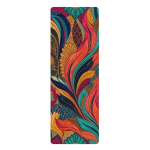 Floral Paisley Swirl Rubber Yoga Mat | Colorful Boho Pattern