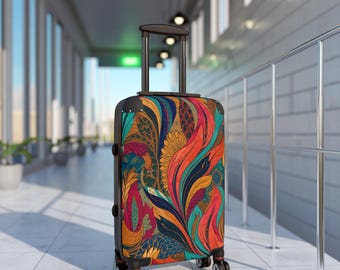 Colorful Boho Floral Swirl Suitcase | Vibrant Pattern Luggage