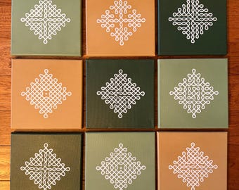 Earth | Hand-Painted Kolam Canvas