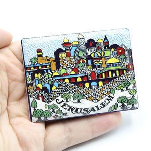 Jerusalem-Kühlschrankmagnet aus Keramik – Handbemalter Kühlschrankmagnet mit Altstadt-Fliesenmotiv – Souvenir aus dem Heiligen Land