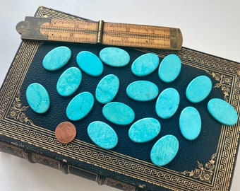 18 dyed magnesite howlite turquoise 30mm x 20mm flat oval cabochons gemstones jewelry making findings