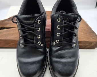 Y2K Skechers Jammers Heritage Oxfords Men 11 Black Leather Lug Sole 7111 Grunge*