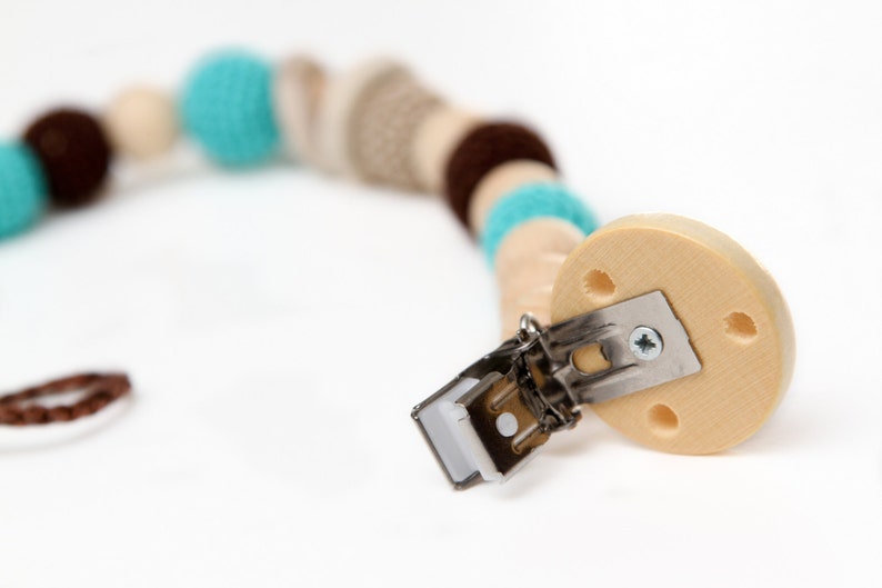 Crochet Pacifier clip Baby dummy chain Crochet wooden Etsy