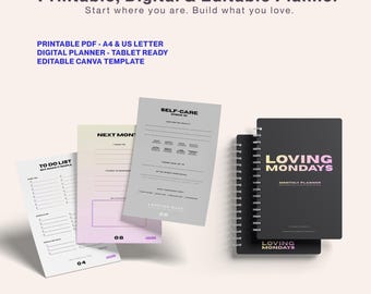 Minimalist Monthly Planner Printable, Digital Planner PDF, Canva Editable Template, Instant Download, A4 & Letter