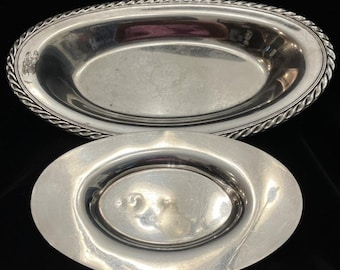 Lot of 2 Silverplated Serving Trays 1960s WMF and WM Rogers Vintage Silver Plate