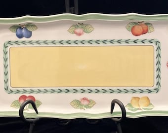 Vassoio da portata Villeroy & Boch French Garden, in porcellana con decorazione a frutta (17,8 x 34,2 cm)