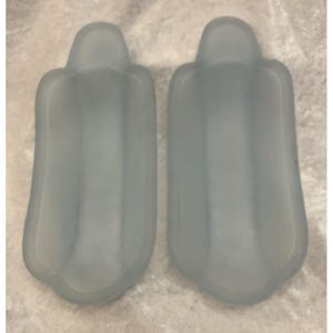 Indiana Glass Frosted Blue Banana Split Prydnadsfat Set med 2 Vintage 1970-tals MCM