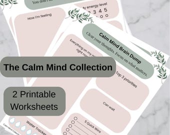 Bundle - ADHD Brain Dump & Burnout Reset Worksheets | Mental Clutter Self Care Planners (2 Digital Downloads)