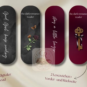 Dark Romance Lesezeichen Set zum Ausdrucken | 2 doppelseitige Bookmarks | Digitaler Download | Geschenk für Buchliebhaber