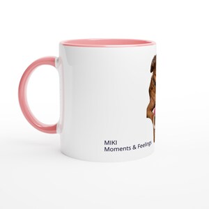Miki Dog Mug – Cute Dog Lover Gift, Pink, White Handle Ceramic Coffee Mug, Moments & Feelings