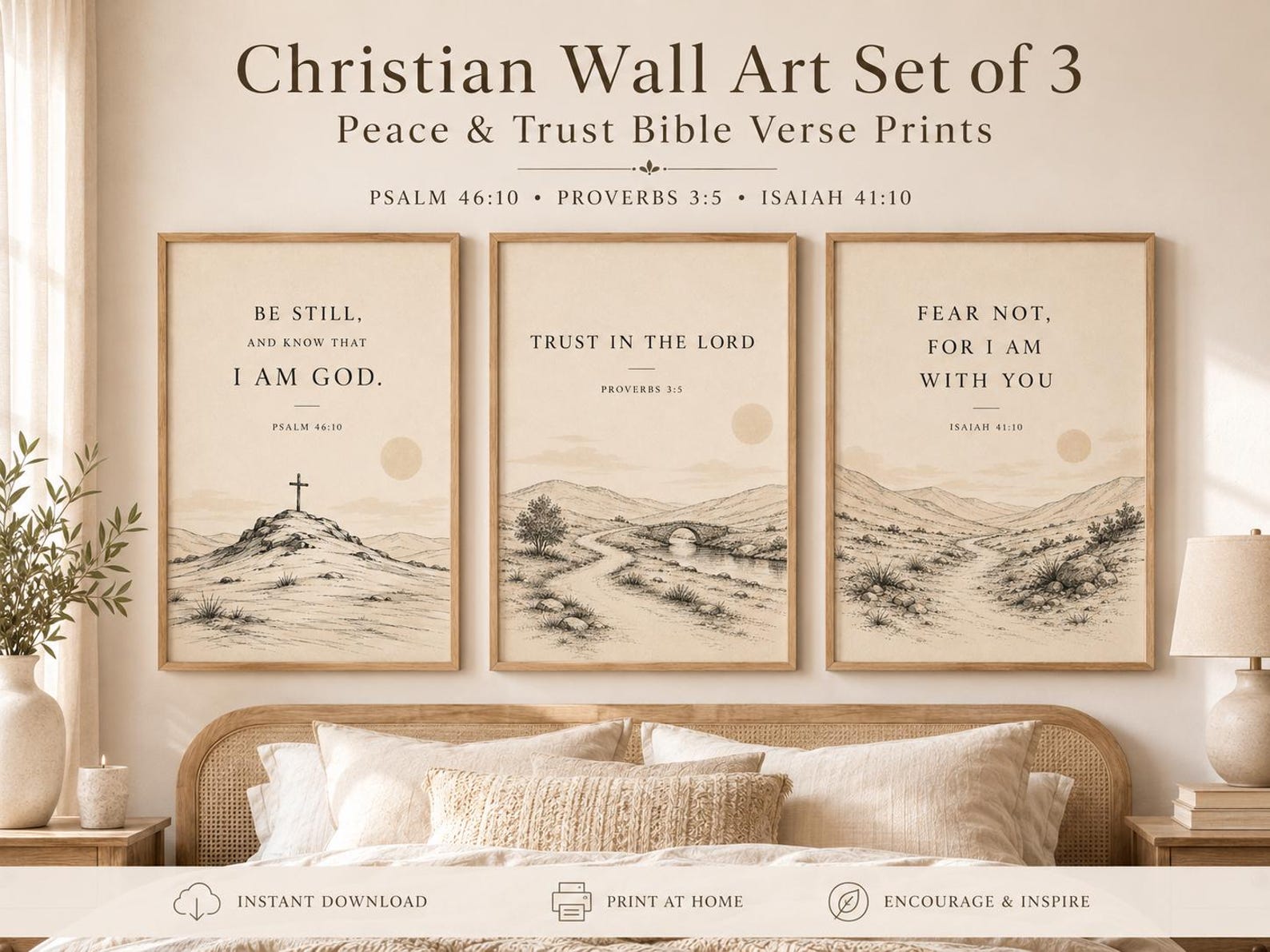 Christian Wall Art — Peace & Trust, a Christian digital printable from the Bible Verse Prints collection by Thanks Lord Jesus
